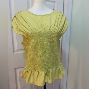 NWT The Great Eros Smocked Jewel Neck Top in Pistachio XL